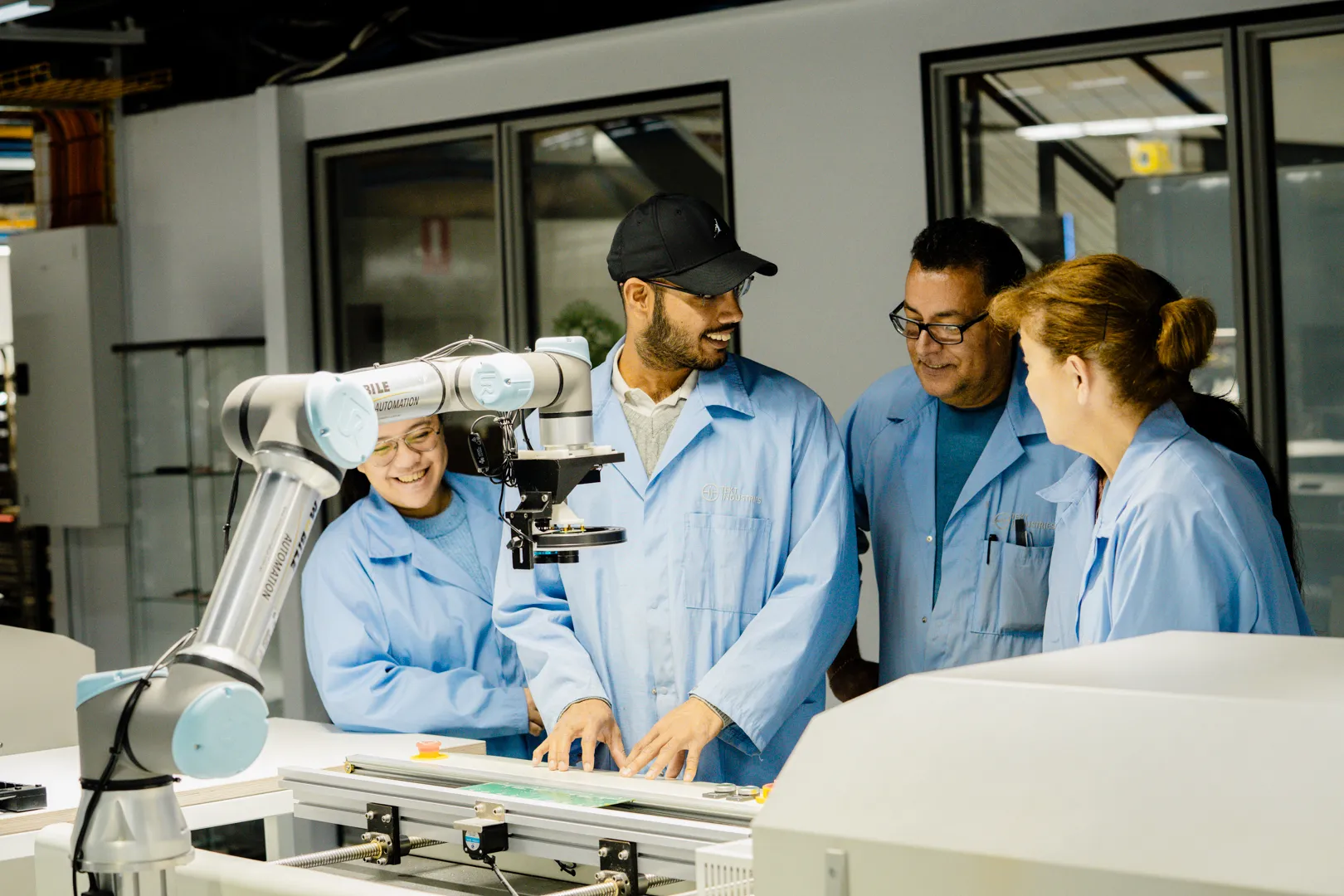 Engineers collaborating in the lab